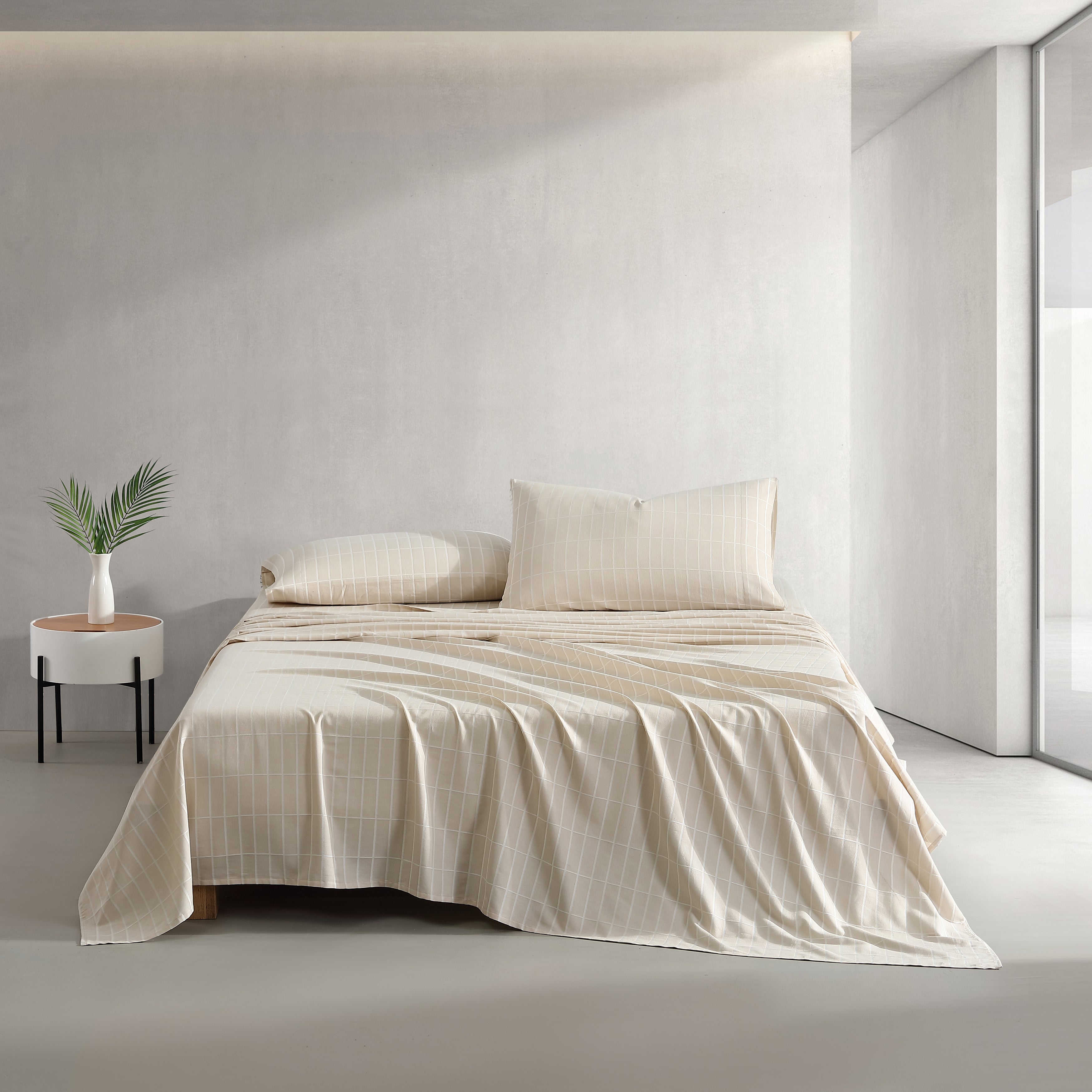 Marimekko Pieni Tiiliskivi Open Light Beige King Sheet Set