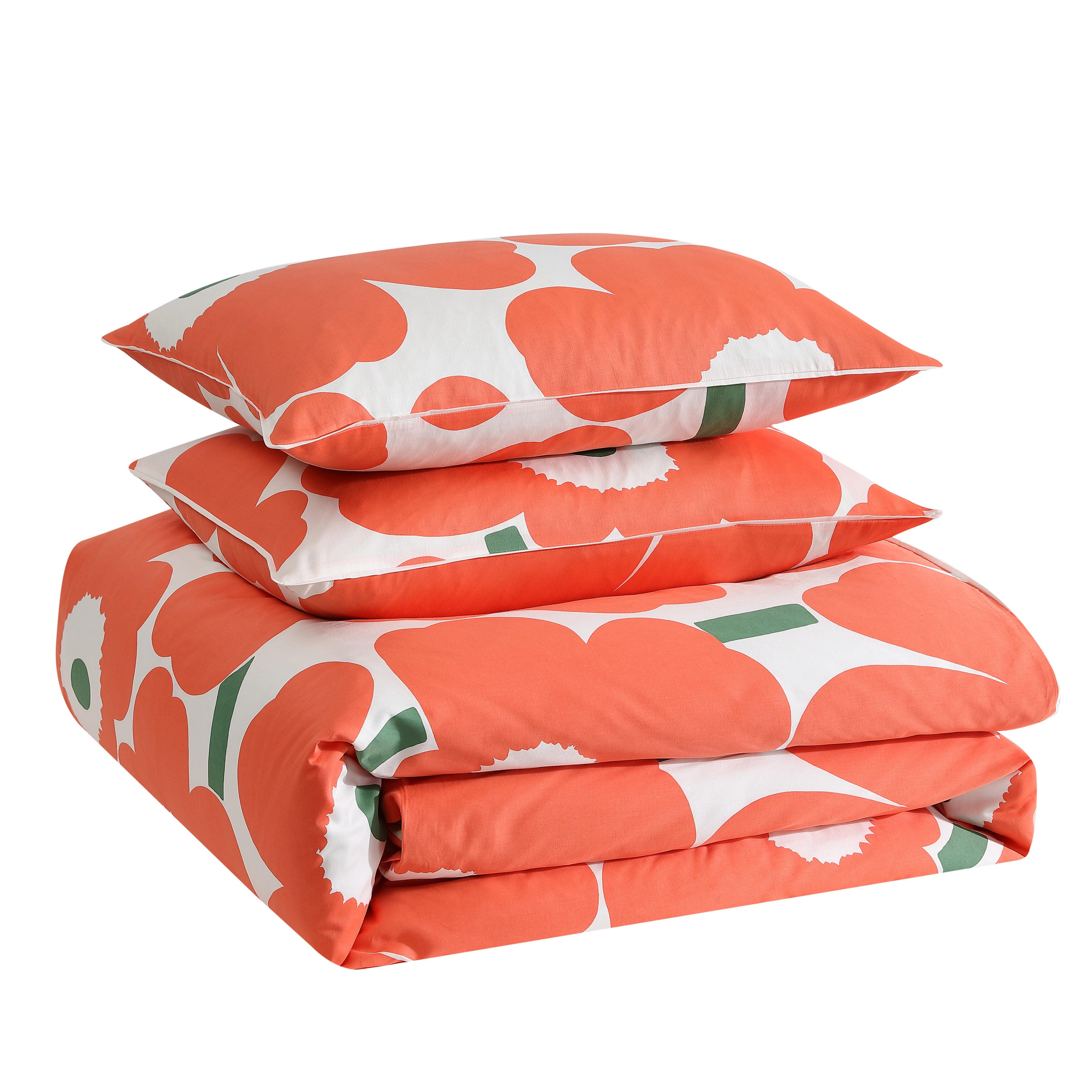 Marimekko Unikko Ouvert Orange Brillant Ensemble de Housse de Couette Full Queen