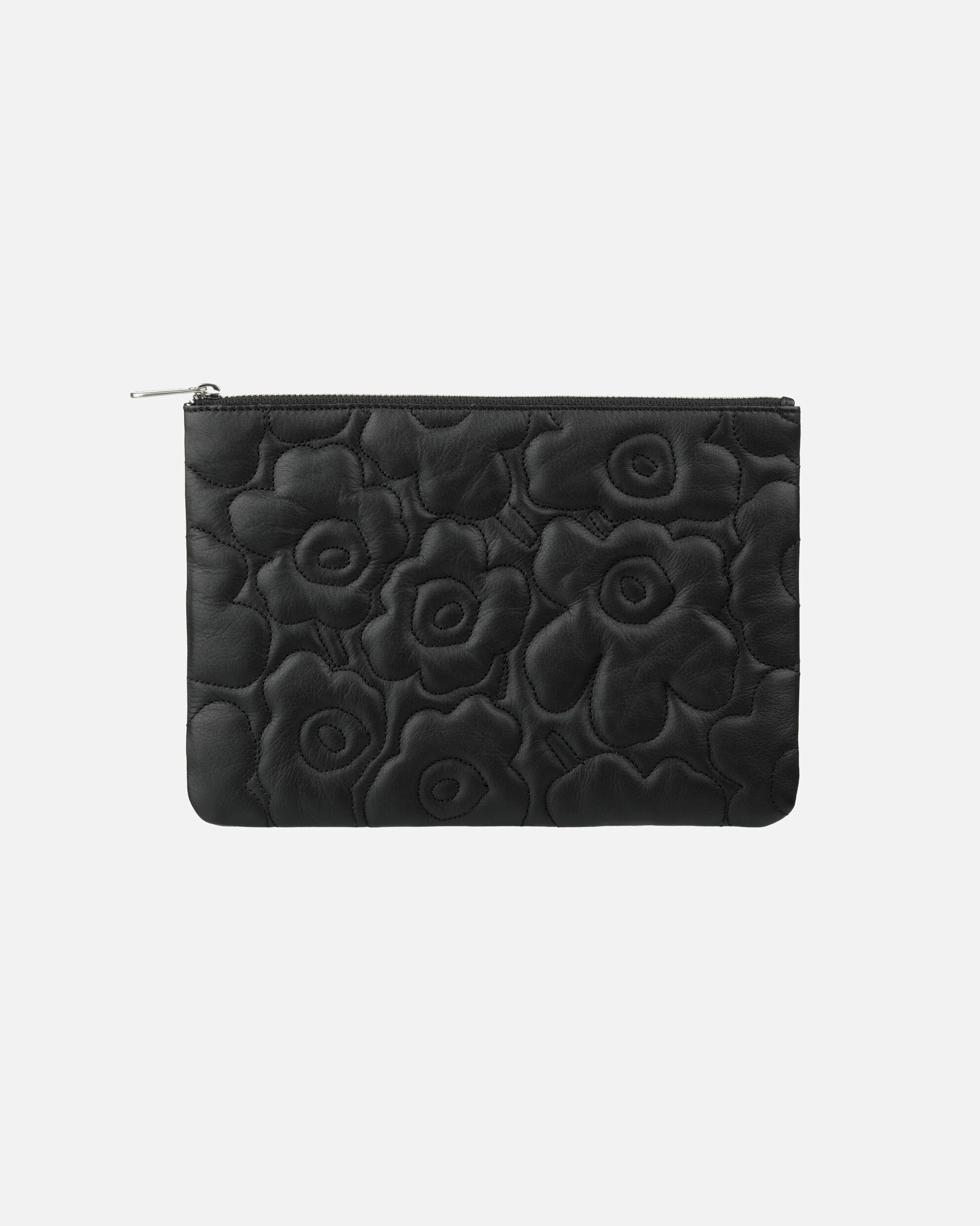 【美品】marimekko 黒 レザークラッチバッグ Pouch Bag Unikko Clutch