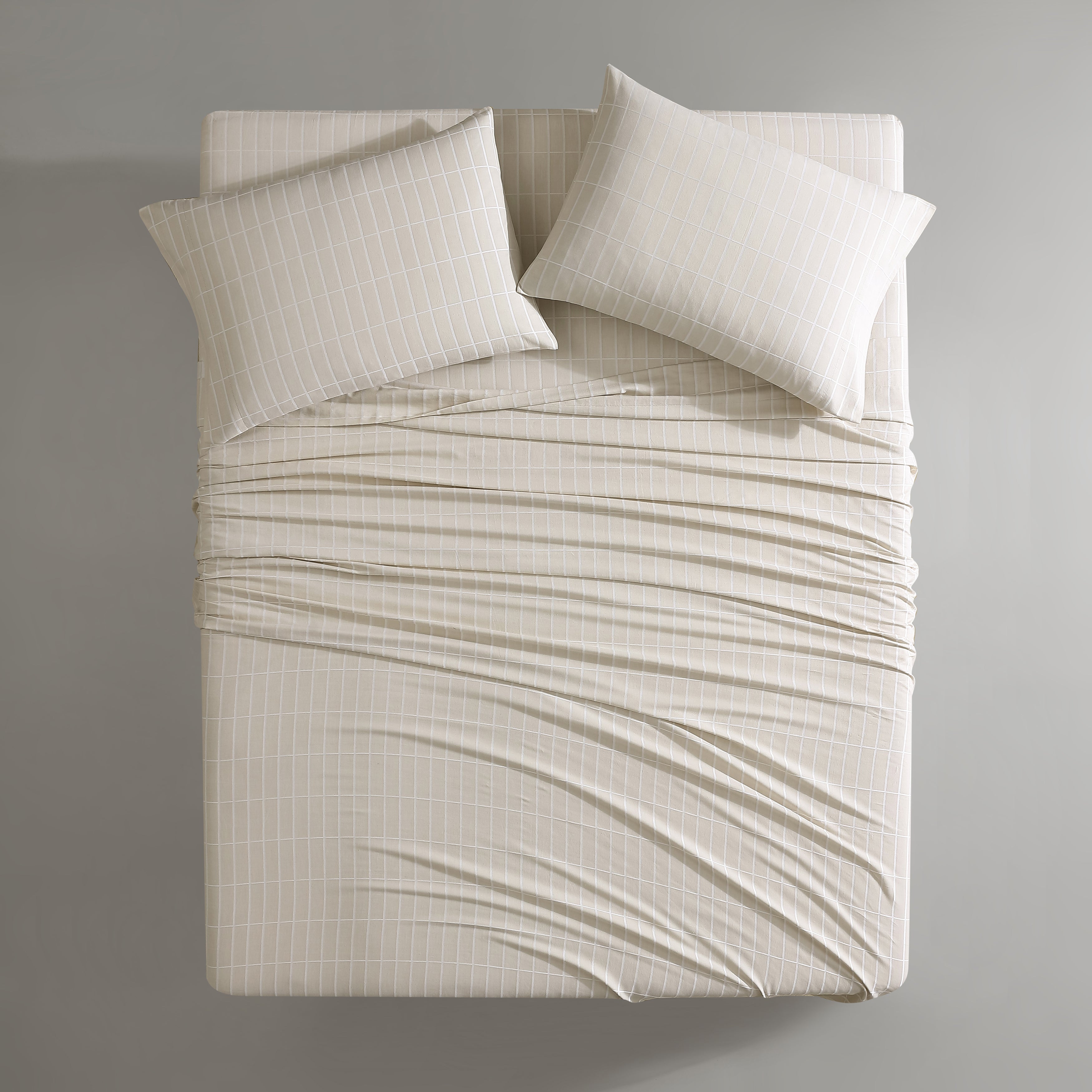 Marimekko Pieni Tiiliskivi Open Light Beige King Sheet Set