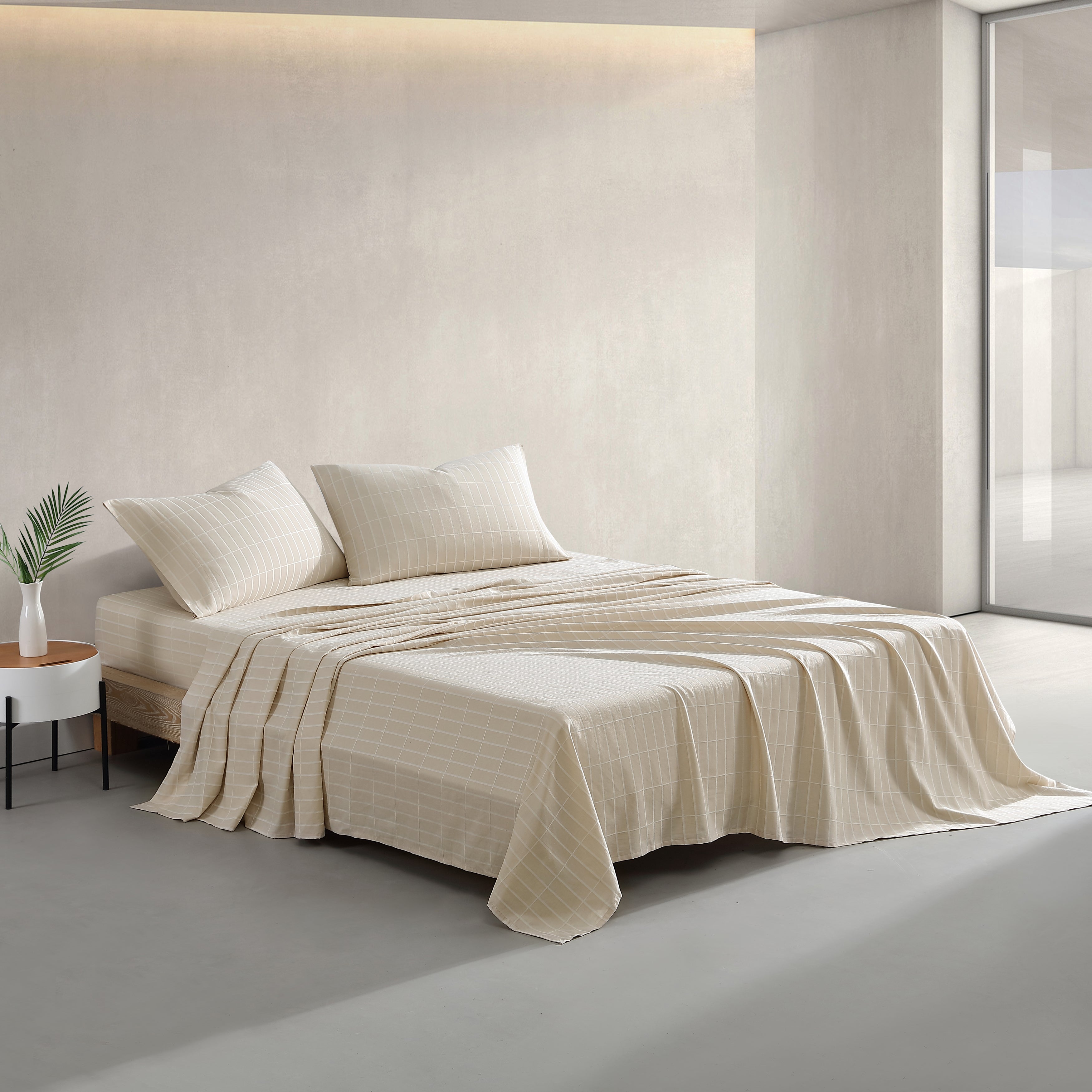 Marimekko Pieni Tiiliskivi Open Light Beige King Sheet Set