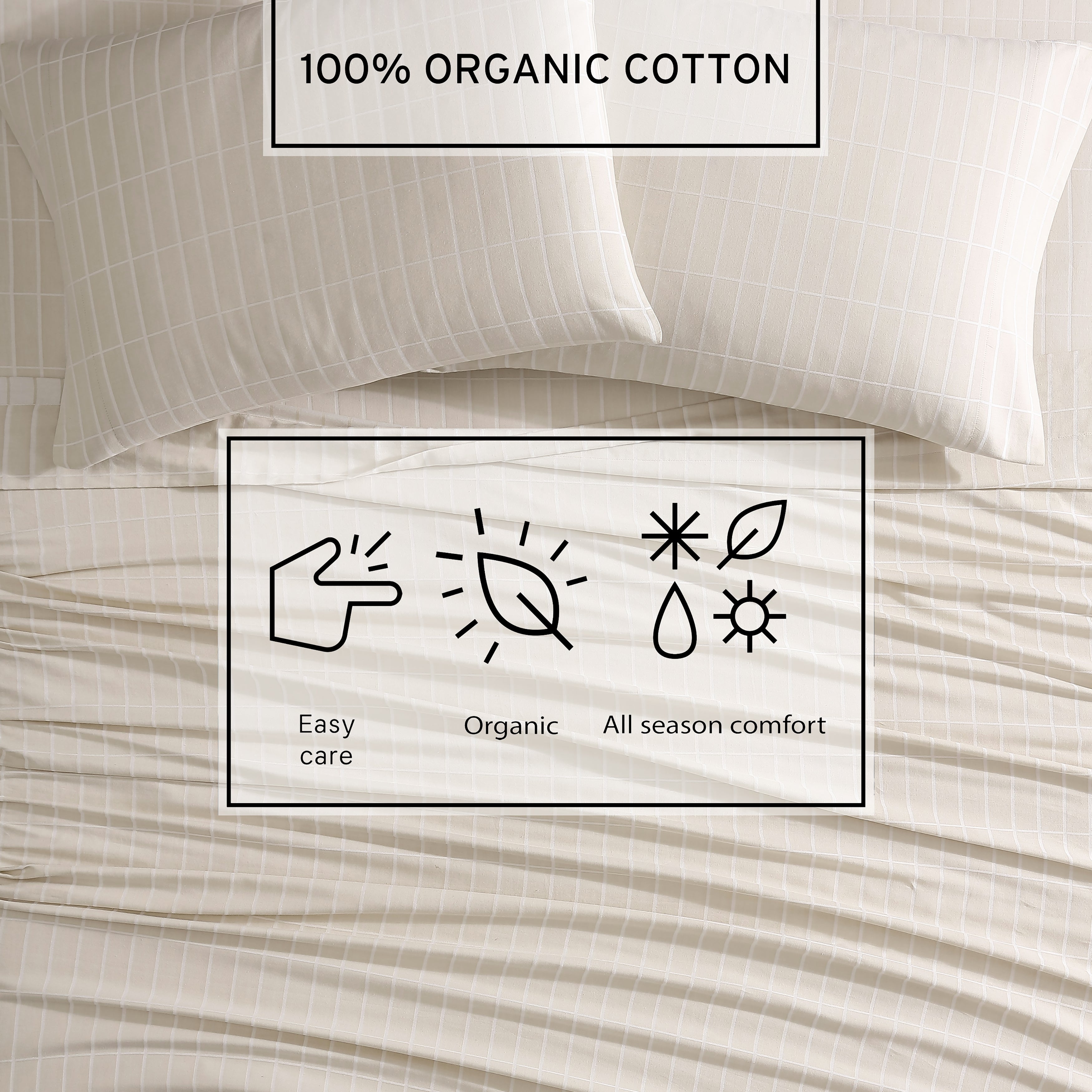 Marimekko Pieni Tiiliskivi Open Light Beige King Sheet Set