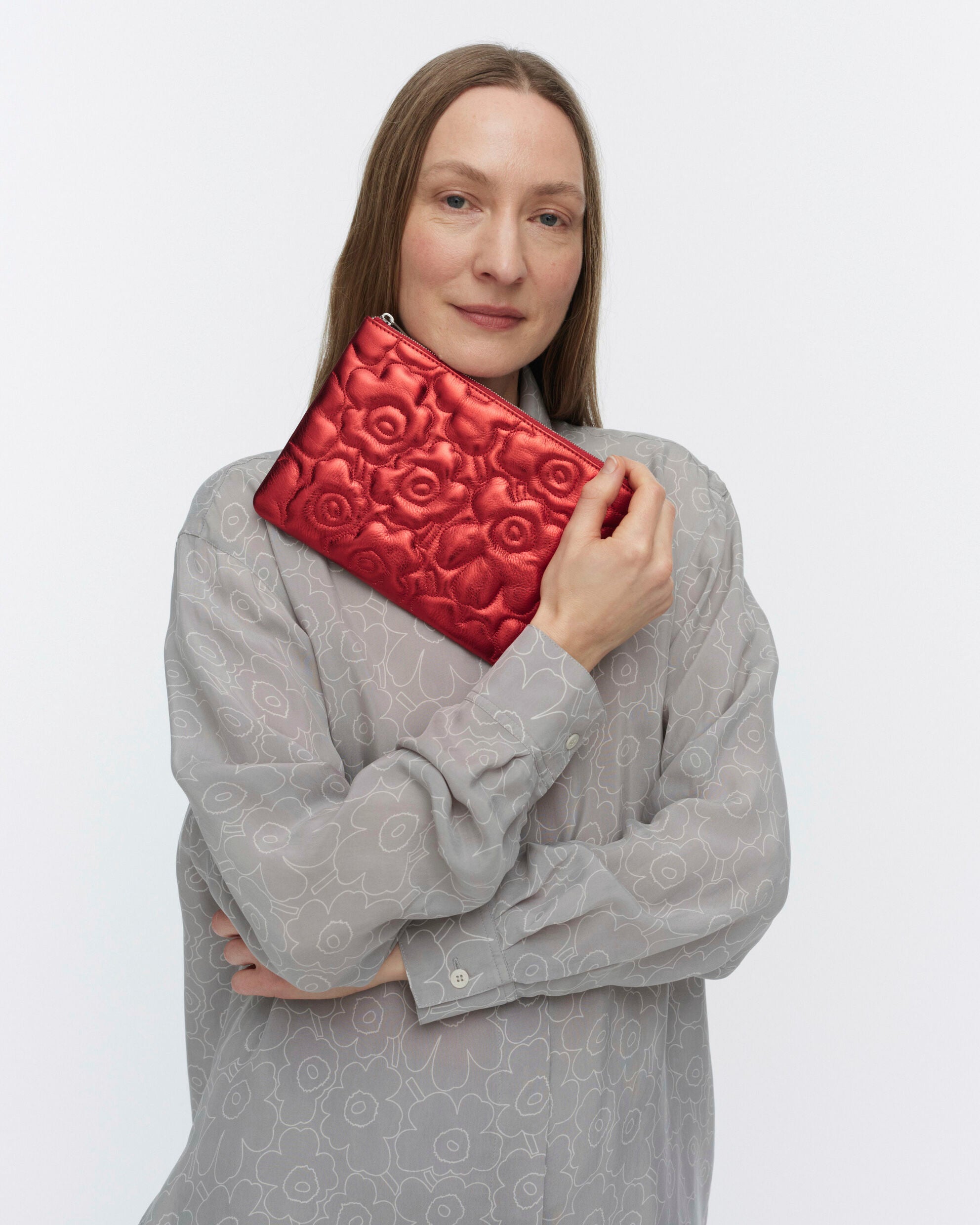 【新品Marimekko】Unikko柄　イタリア製 Pouch Bag Unikko Clutch