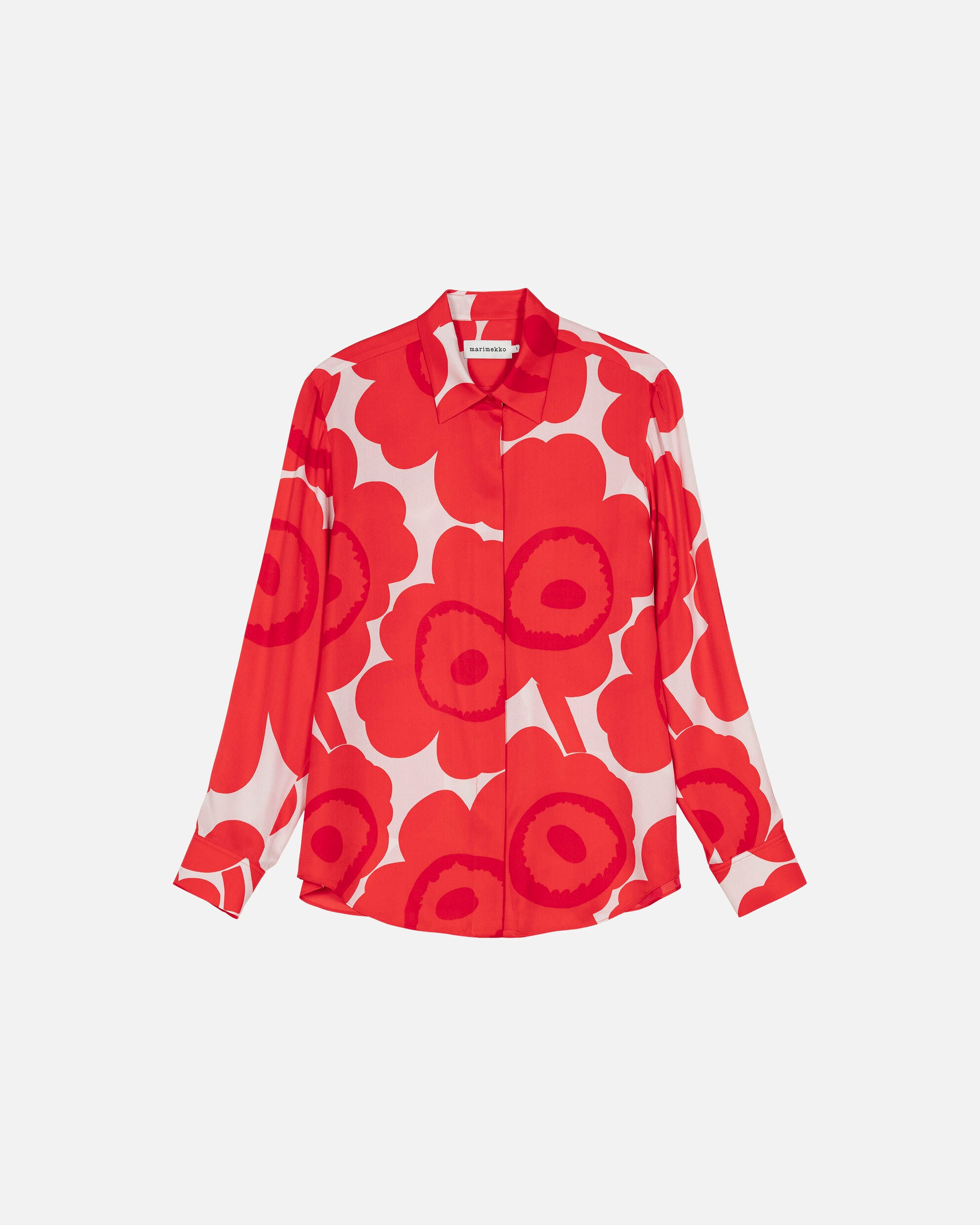 marimekko Maija Unikko blouse シルクシャツ 36 Maija Unikko Silk shirt