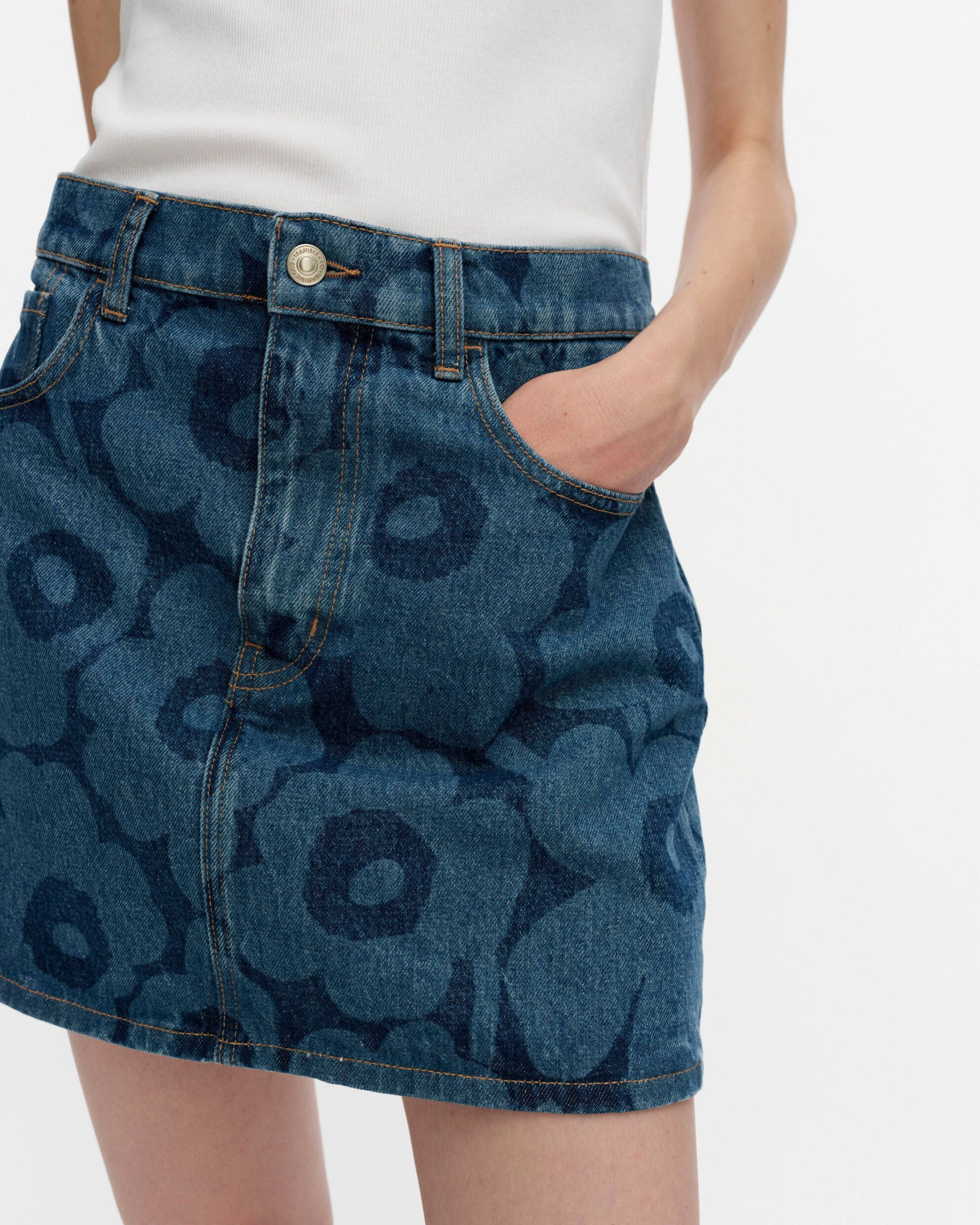 marimekko Unikko Ruudut デニムスカート Maridenim Ruudut Unikko Skirt