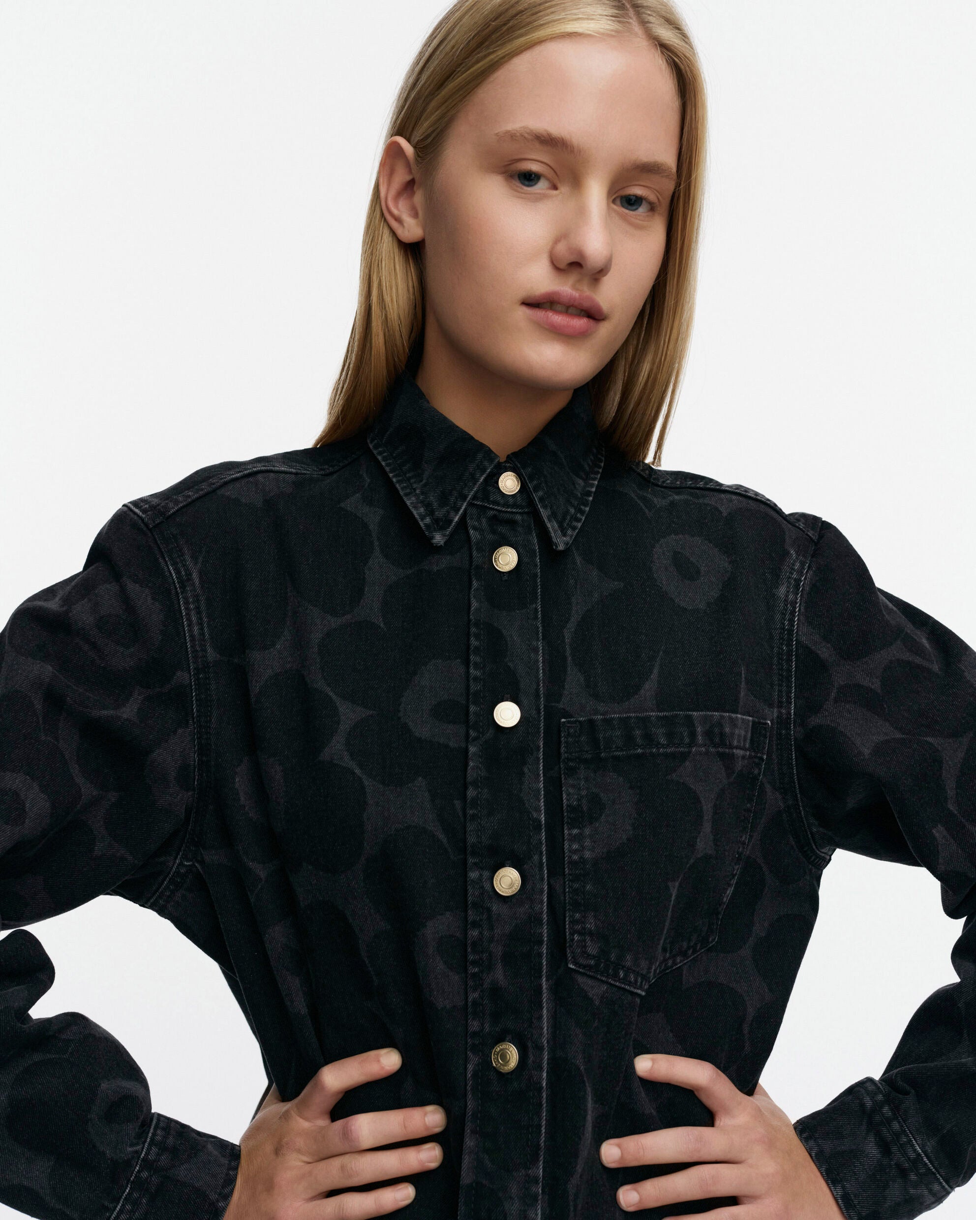 marimekko Maridenim Vaihe Unikkoデニムシャツ Maridenim Vaihe Unikko Jean shirt